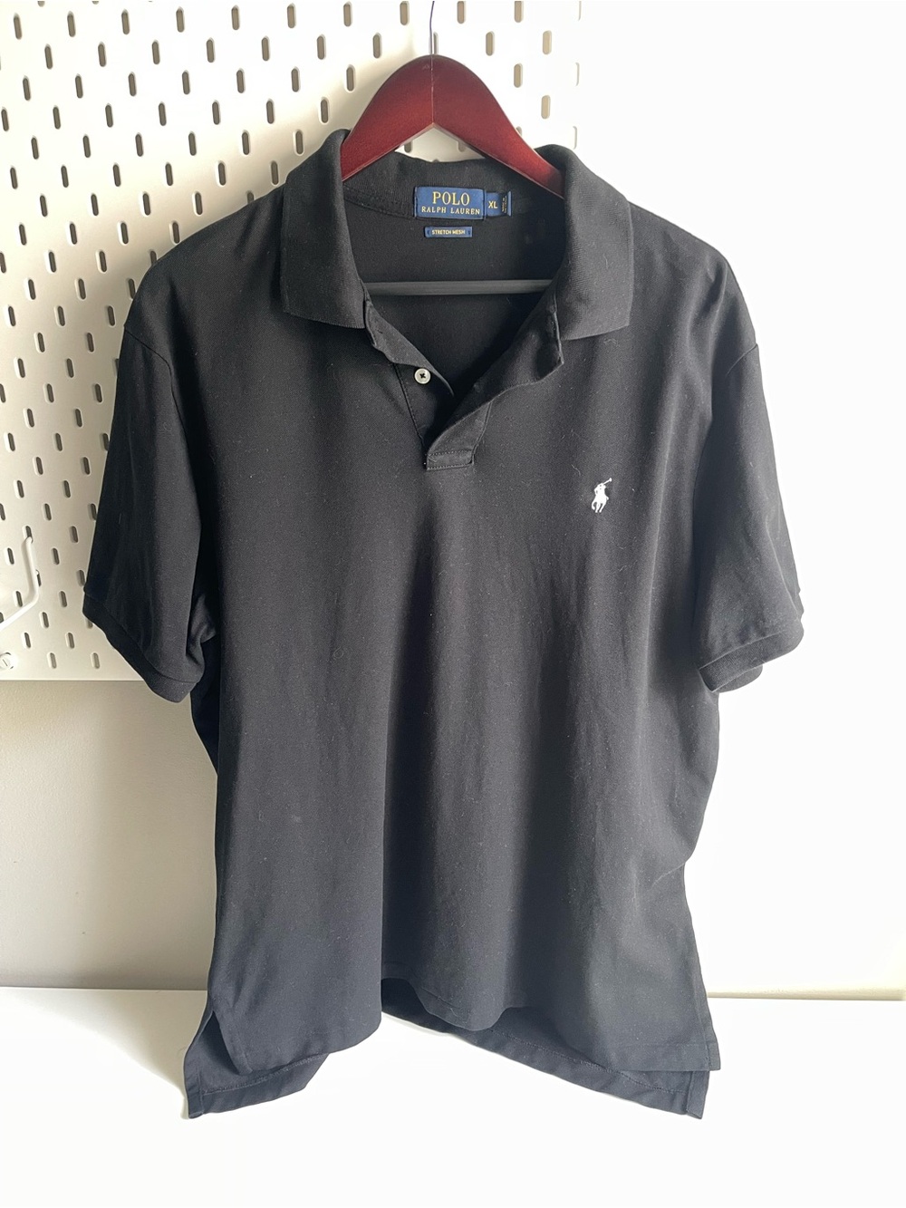 Polo by Ralph Lauren Black Men’s Short-Sleeve Polo with White Pony
